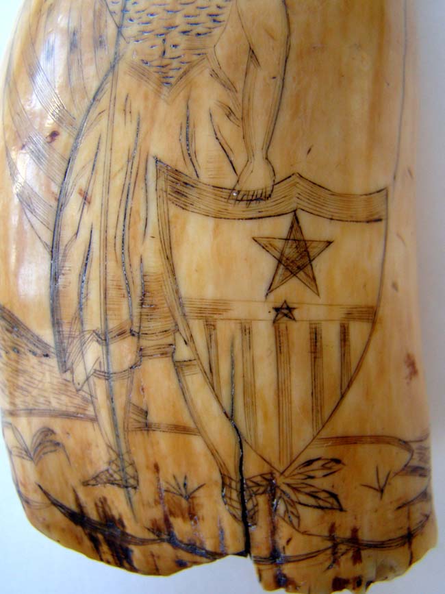 An American 19th century scrimshawed Whale's Tooth with depictions of COLUMBIA and HOPE circa 1840. — image 3